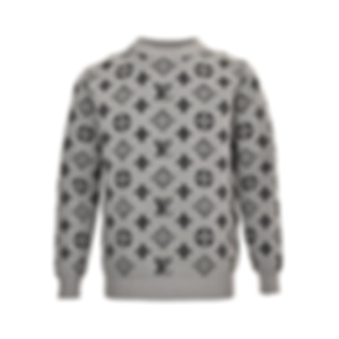 Monogram Jacquard Knit Sweater | Grey & Black