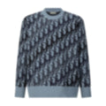 Oblique Terry Cotton Jacquard Crewneck | Blue
