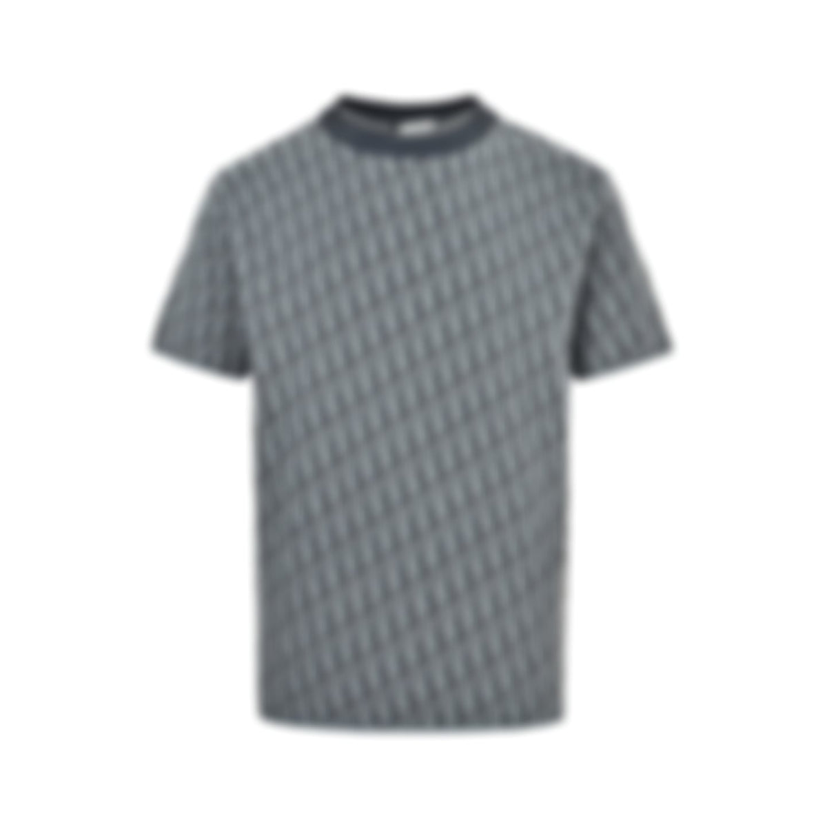 Oblique Jacquard Short-Sleeve Knit T-Shirt | Grey/Navy