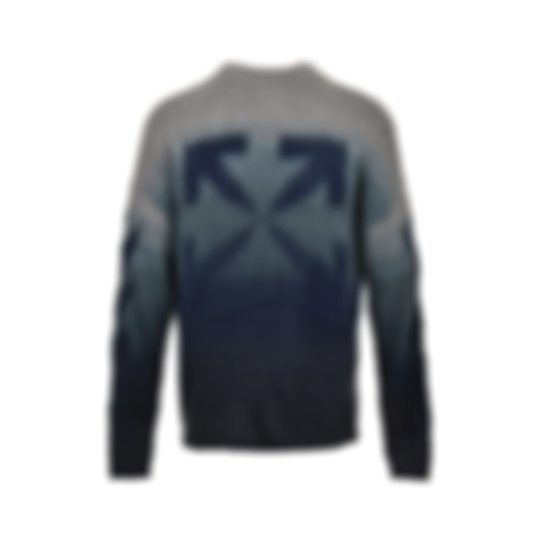 Gradient Arrows Brushed Knit Sweater | Grey & Navy Blue