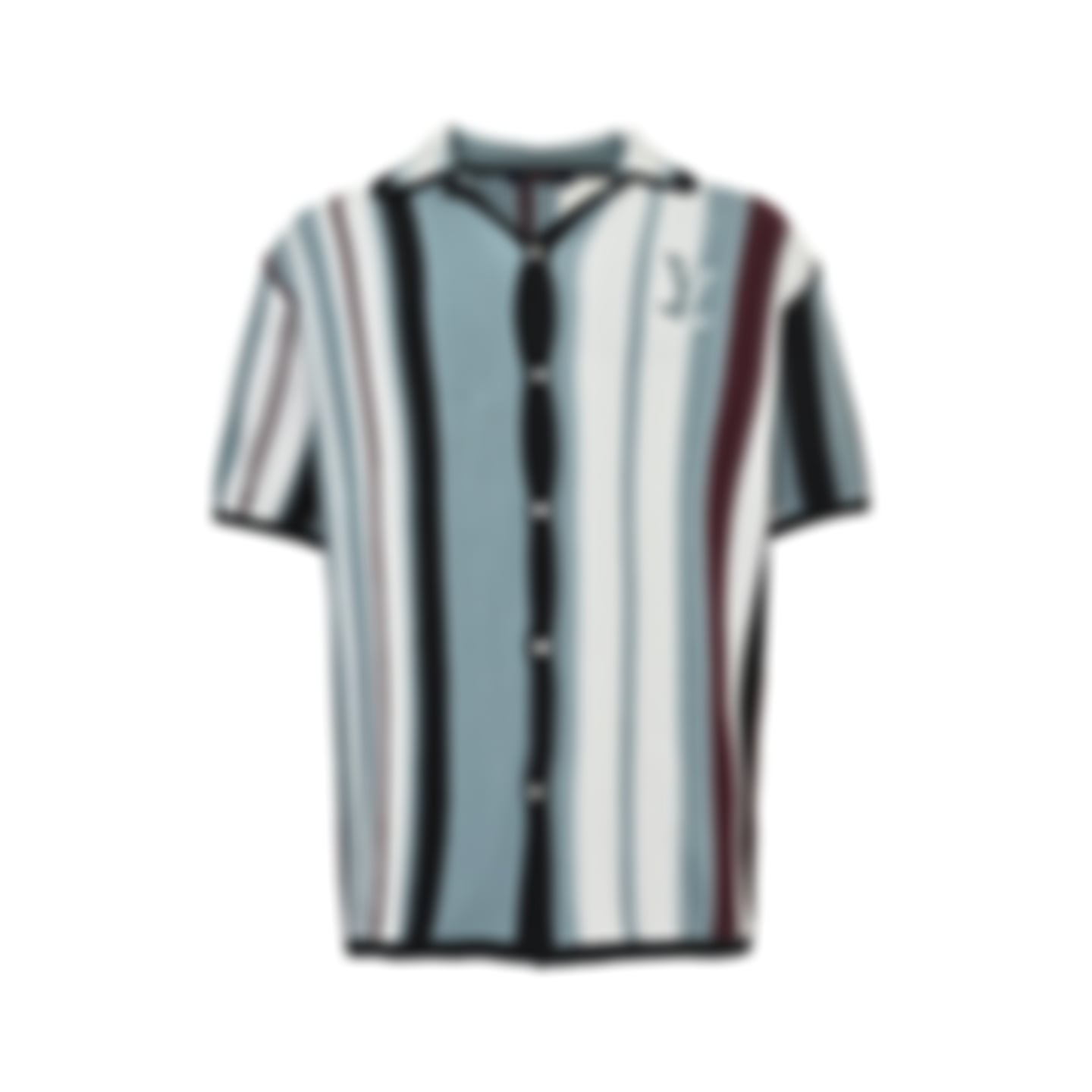 Vertical Stripe Ribbed Knit Polo