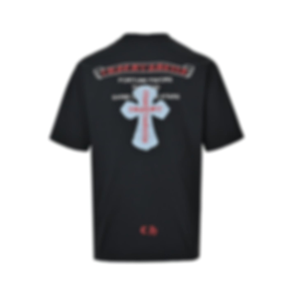 Gothic Cross Denim Patch T-Shirt - Black
