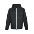 Striped-Trim Hooded Windbreaker - Black