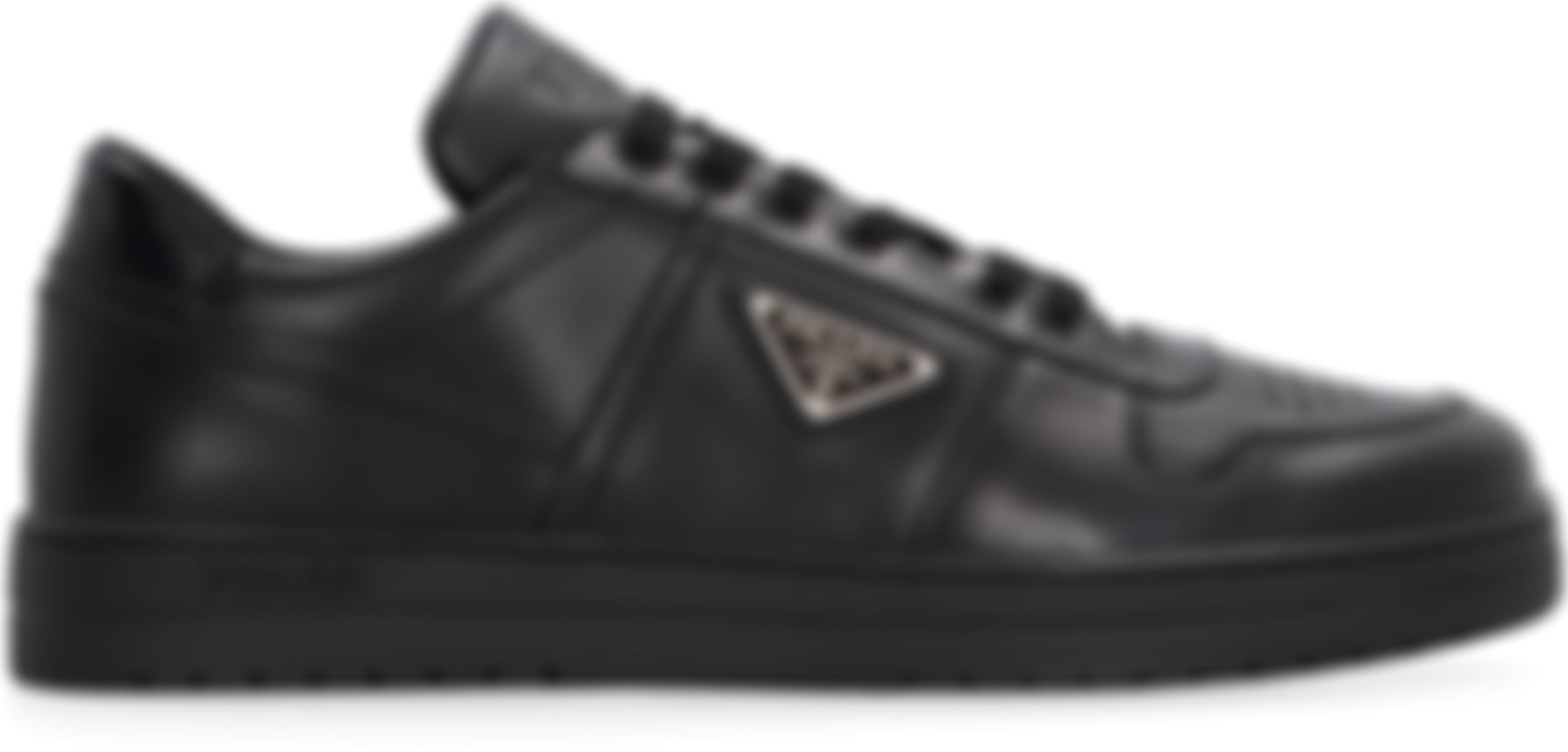 Leather Triangle Logo Sneakers | Black