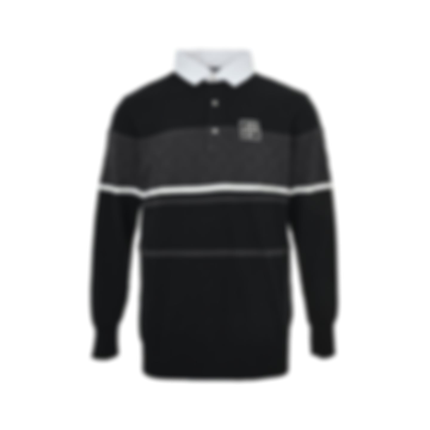 Monogram Band Long-Sleeve Rugby Polo | Black