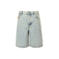 Monogram Embroidered Denim Shorts | Light Blue