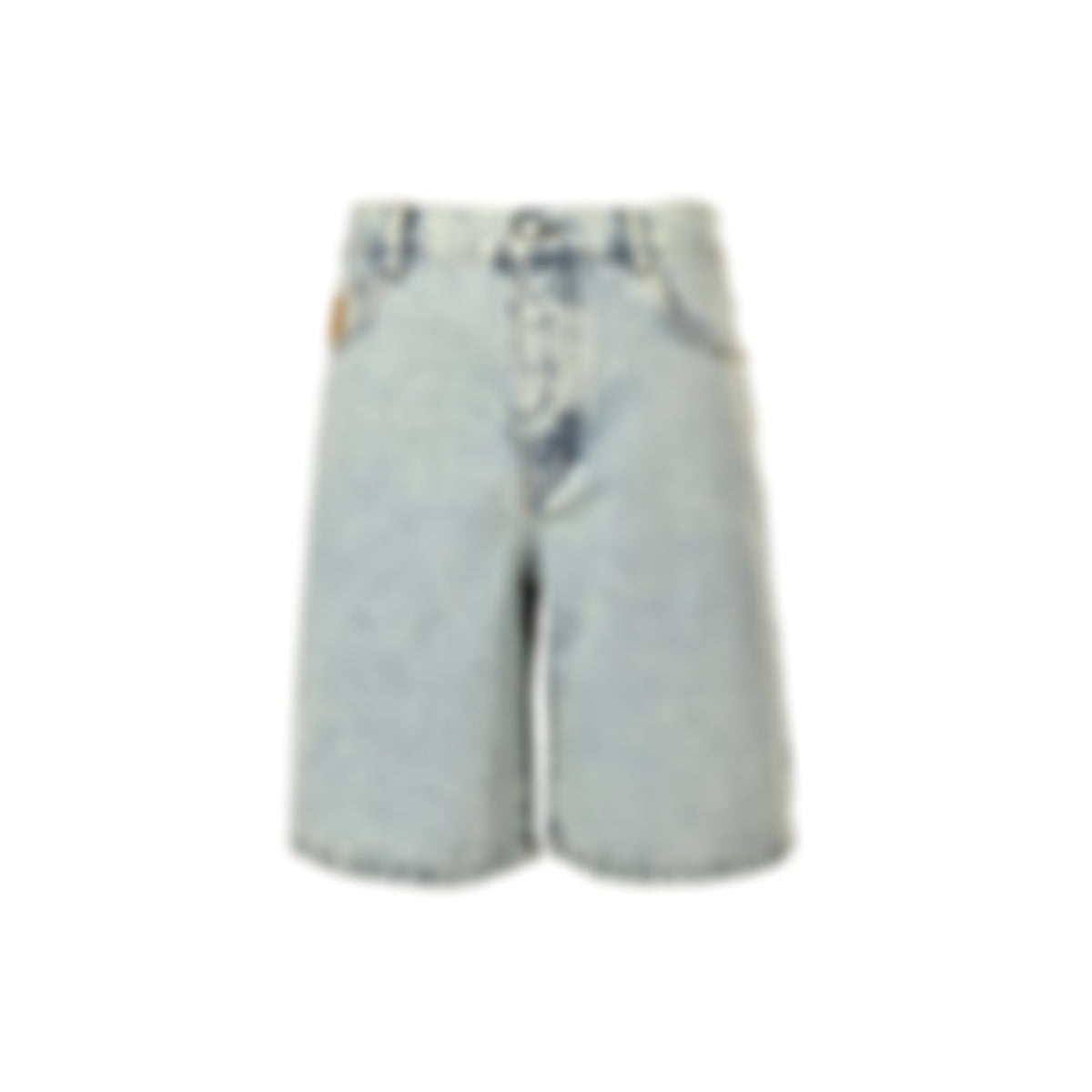 Monogram Embroidered Denim Shorts | Light Blue