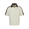 Contrast Stripe Camp Collar Shirt | Cream & Brown