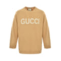 Intarsia Logo Pointelle Wool Sweater | Beige