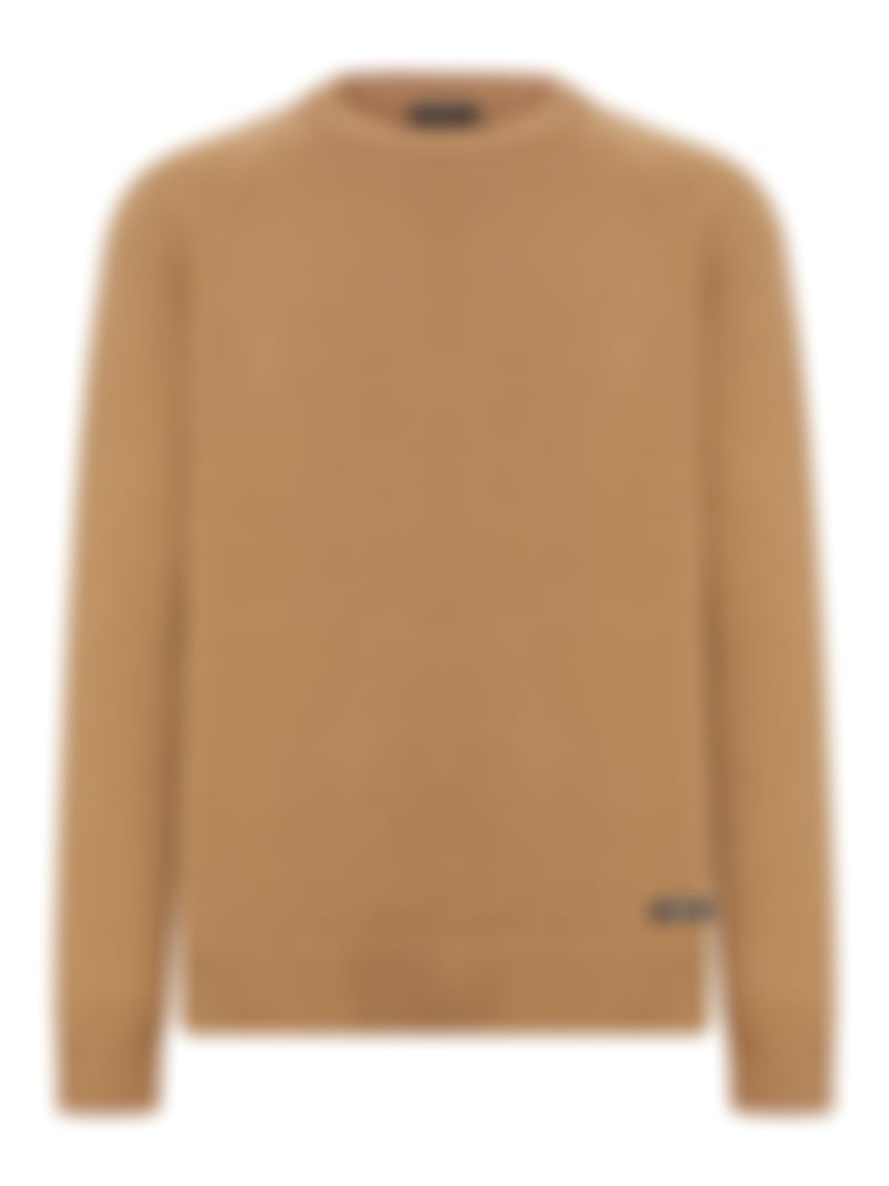 Textured Knit Crewneck Sweater | Camel
