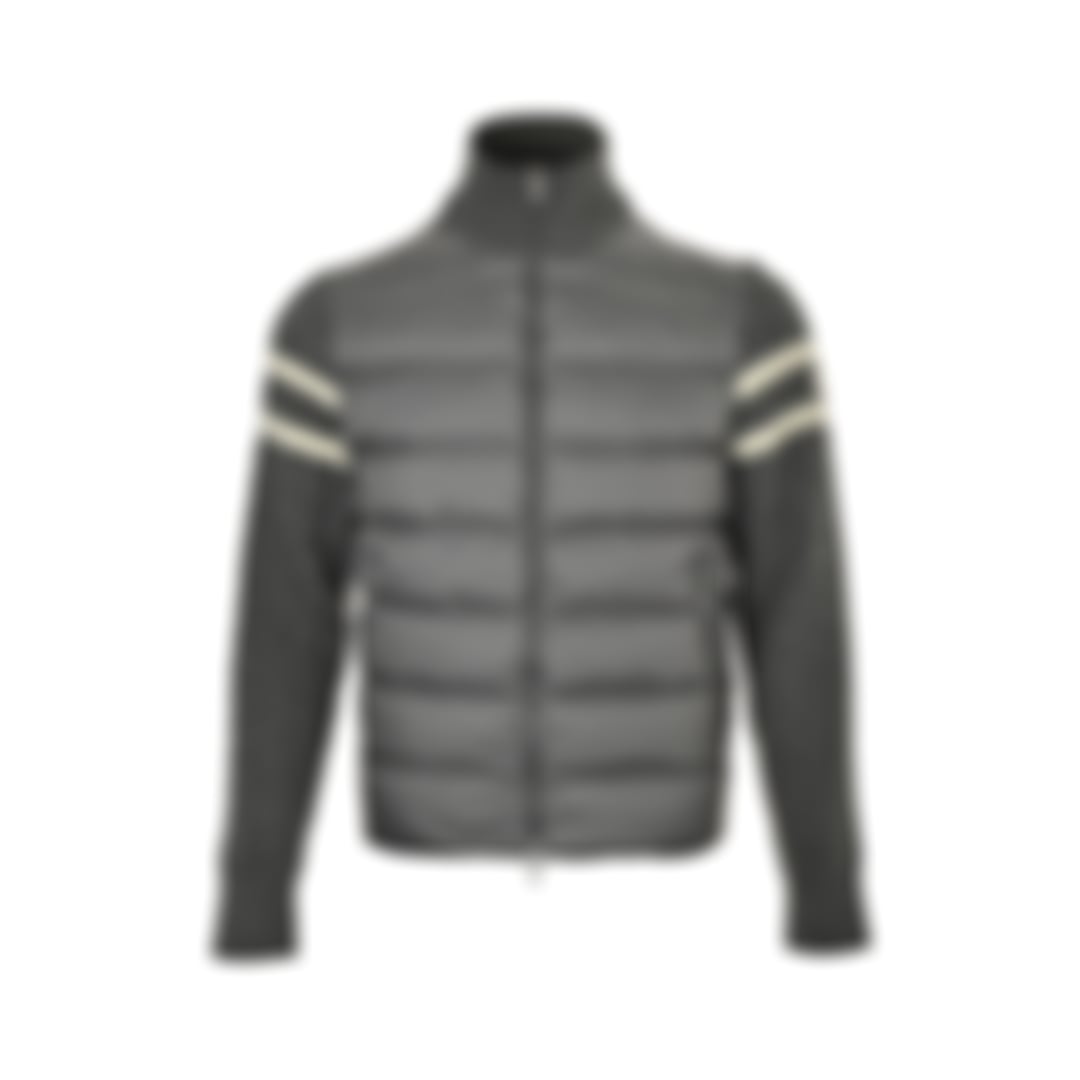 Cable Knit Sleeve Quilted Down Cardigan | Grey