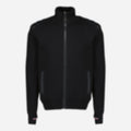 Black Quilted Zip-Up Cardigan in Wool