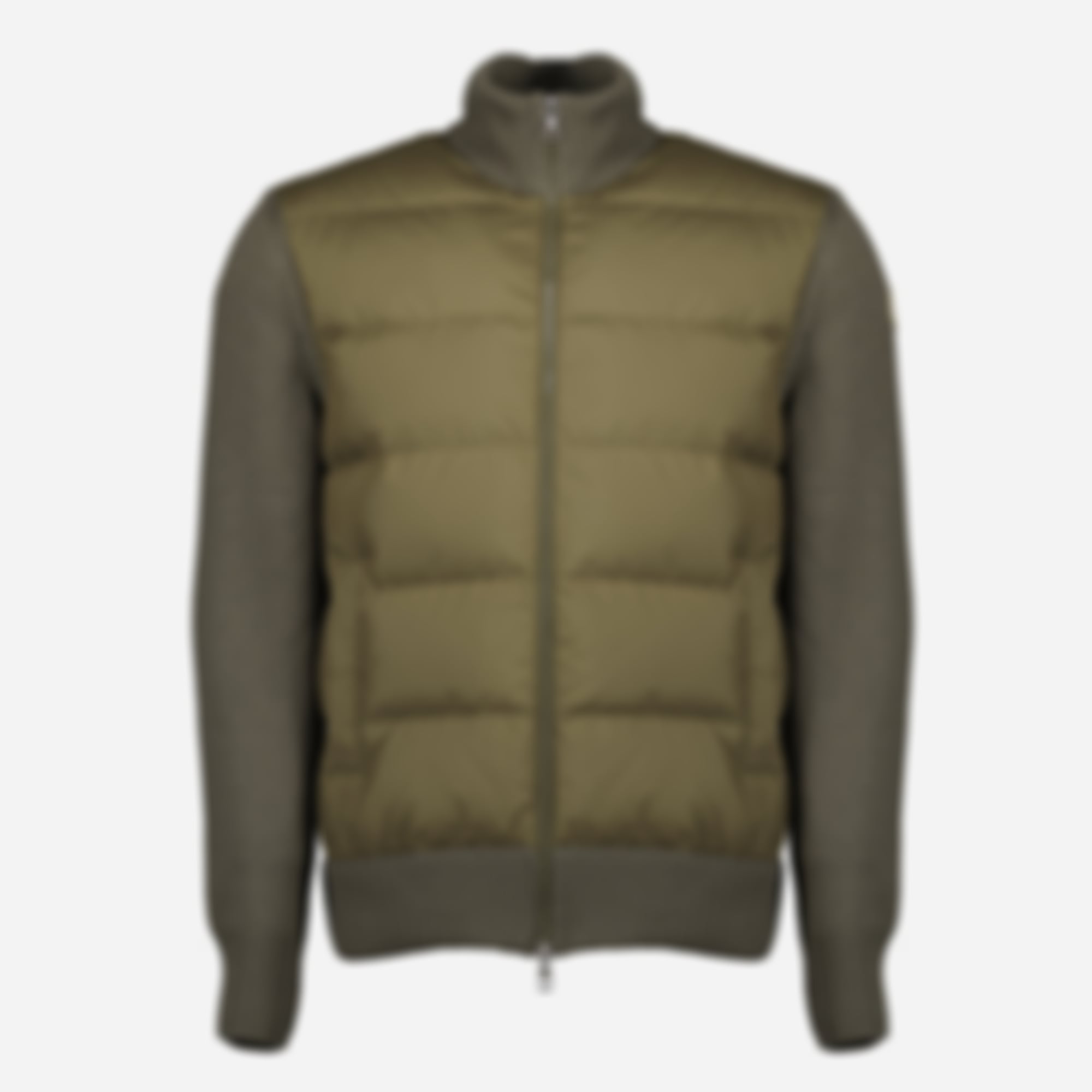 Zipped Khaki Wool Cardigan