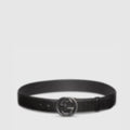 Interlocking G Belt | Black GG Embossed Leather