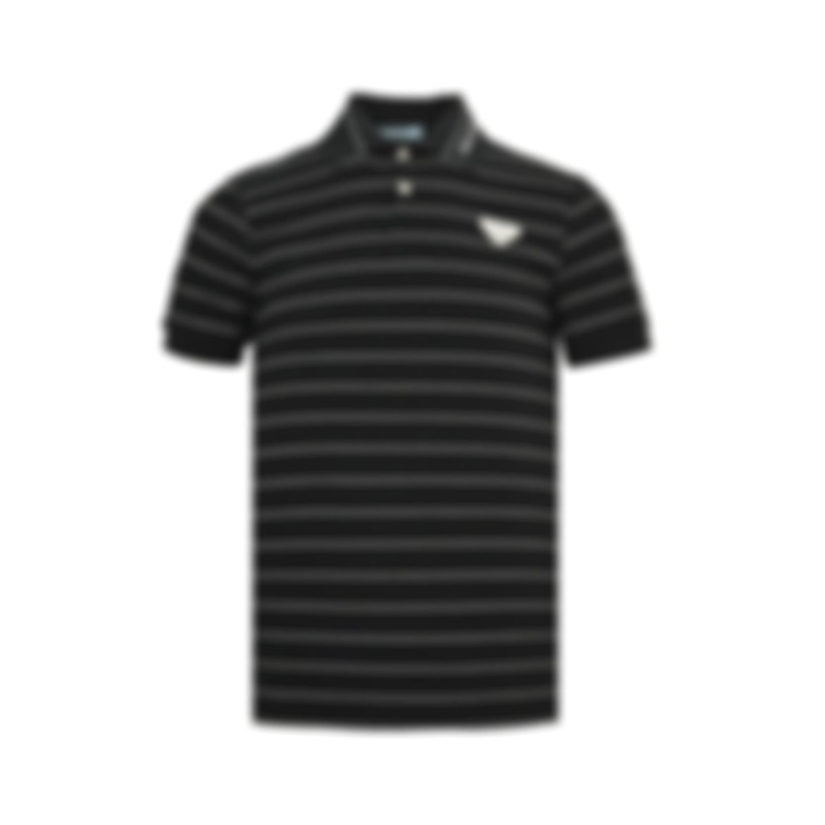 Striped Triangle Logo Polo Shirt | Black & White