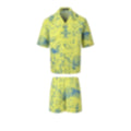 Monogram Cityscape Print Shirt & Shorts Set | Yellow & Blue