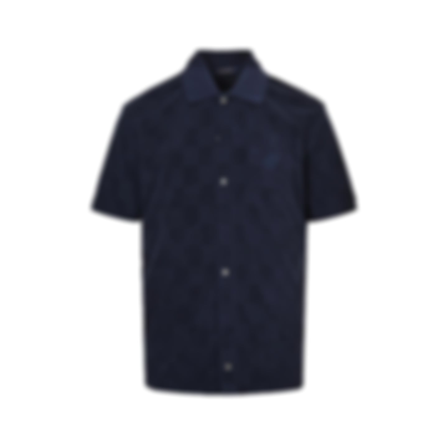 Damier Terry Cloth Button-Down Shirt | Navy Blue