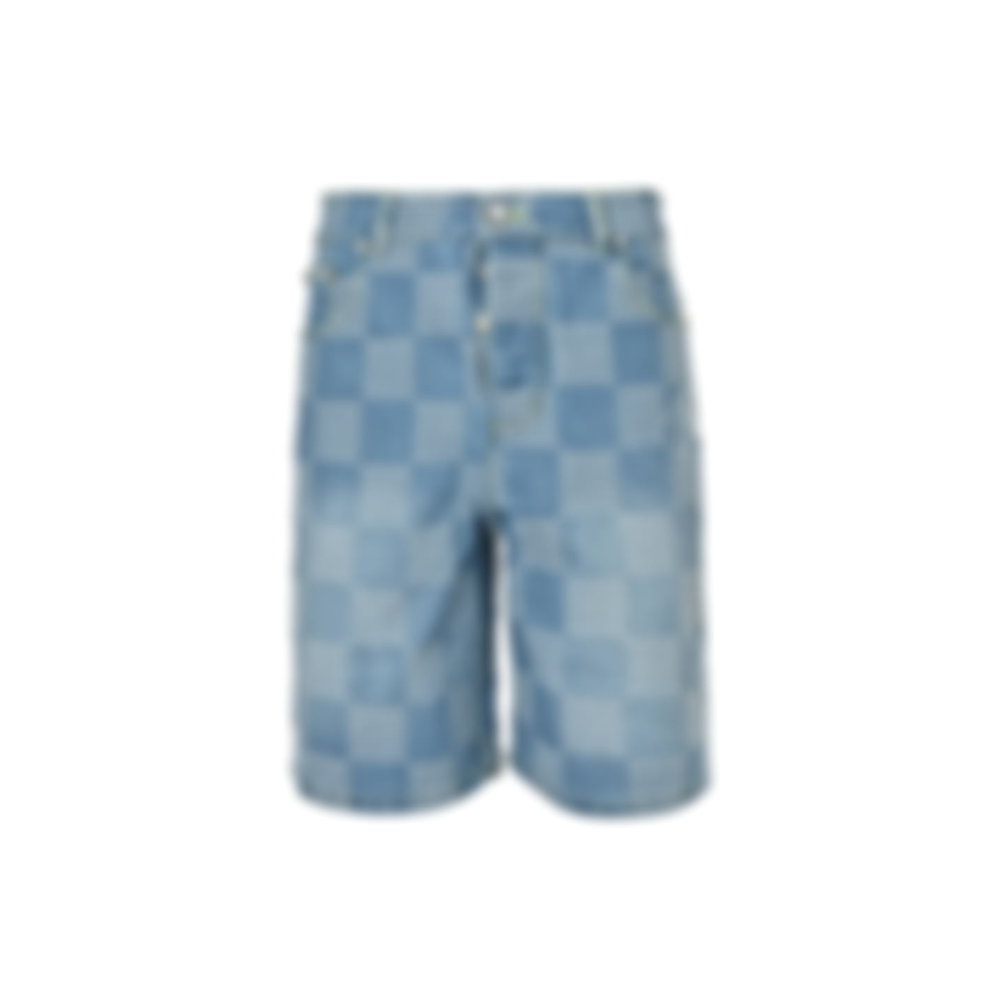 Damier Stitch Denim Shorts | Blue