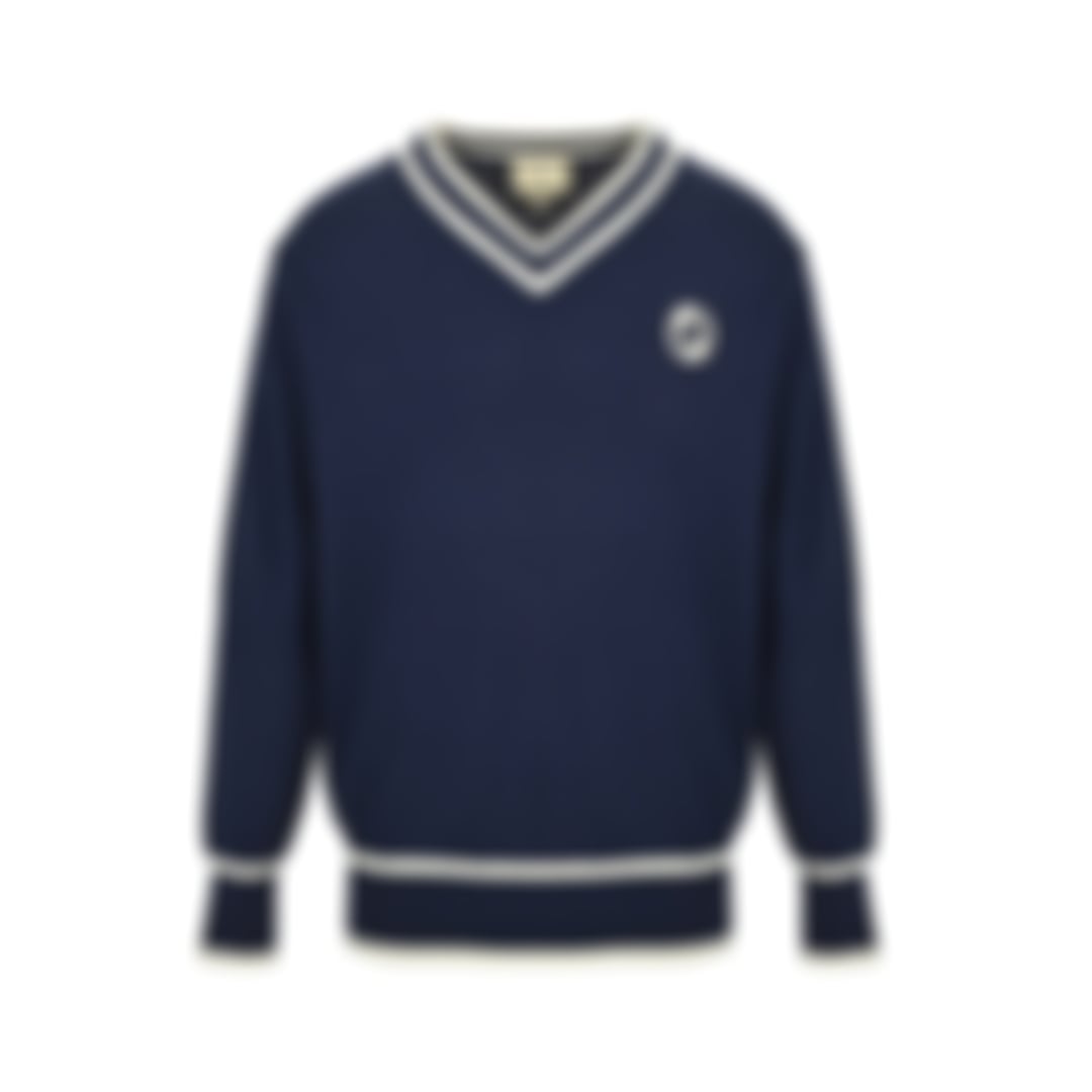 Interlocking G Striped V-Neck Wool Sweater