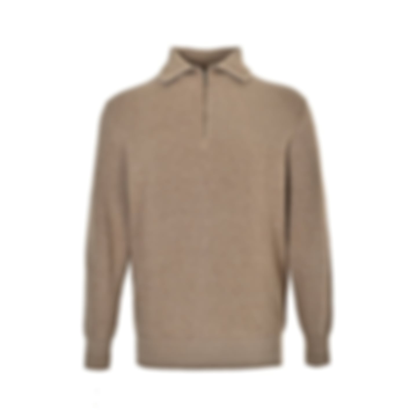 Camel Ribbed Quarter-Zip Knit Sweater