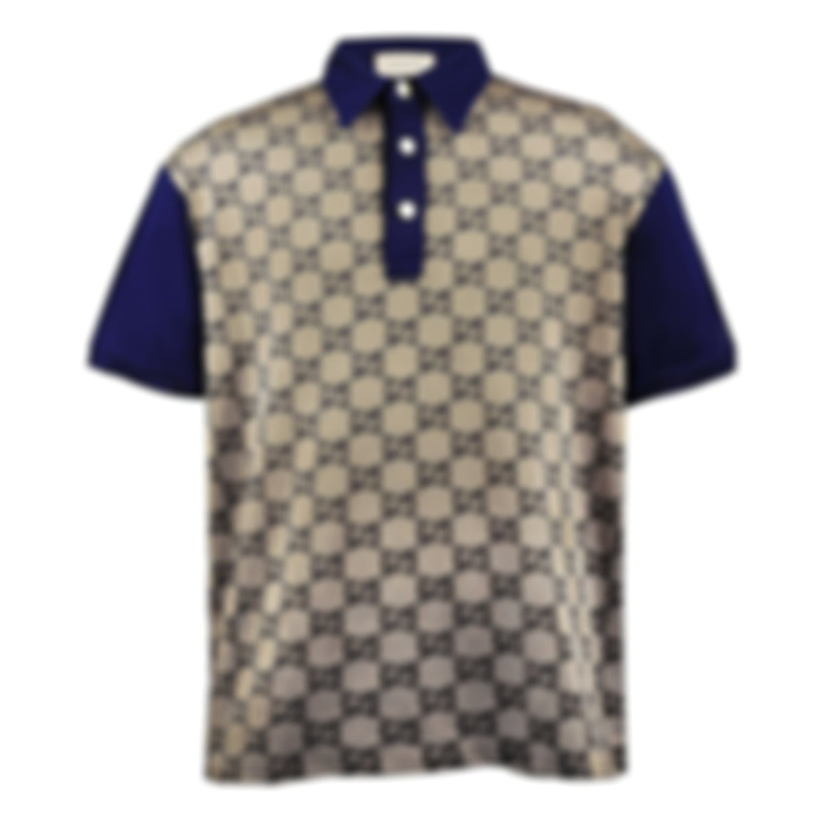 Monogram Panel Polo Shirt | Beige & Navy