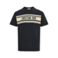 Logo Stripe Cotton Tee | Black