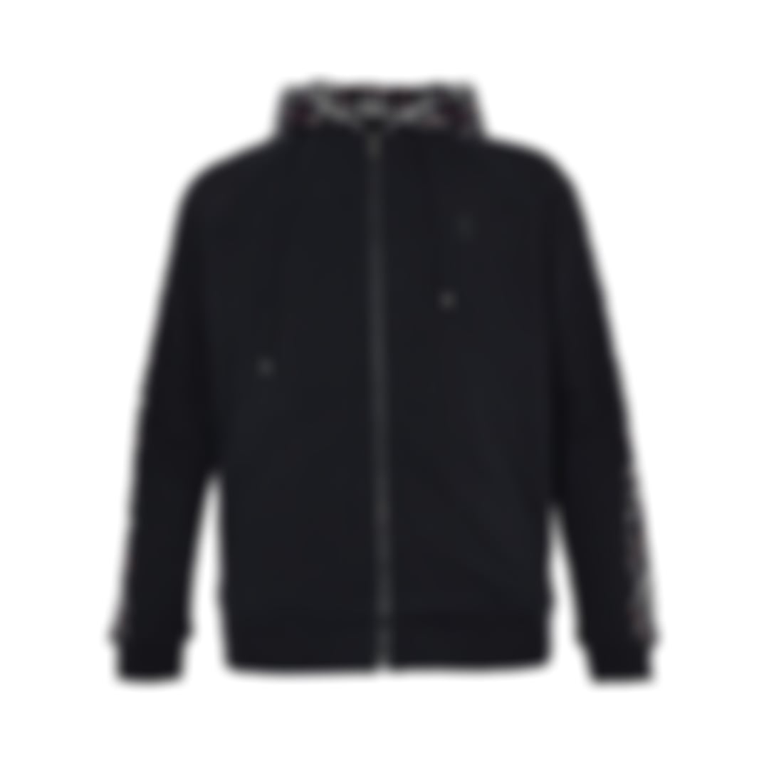 TB Monogram Zip-Up Checked Trim Hoodie | Navy