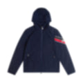 Tri-Color Stripe Hooded Windbreaker | Navy