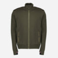 Quilted Zippered Cardigan in Khaki Wool