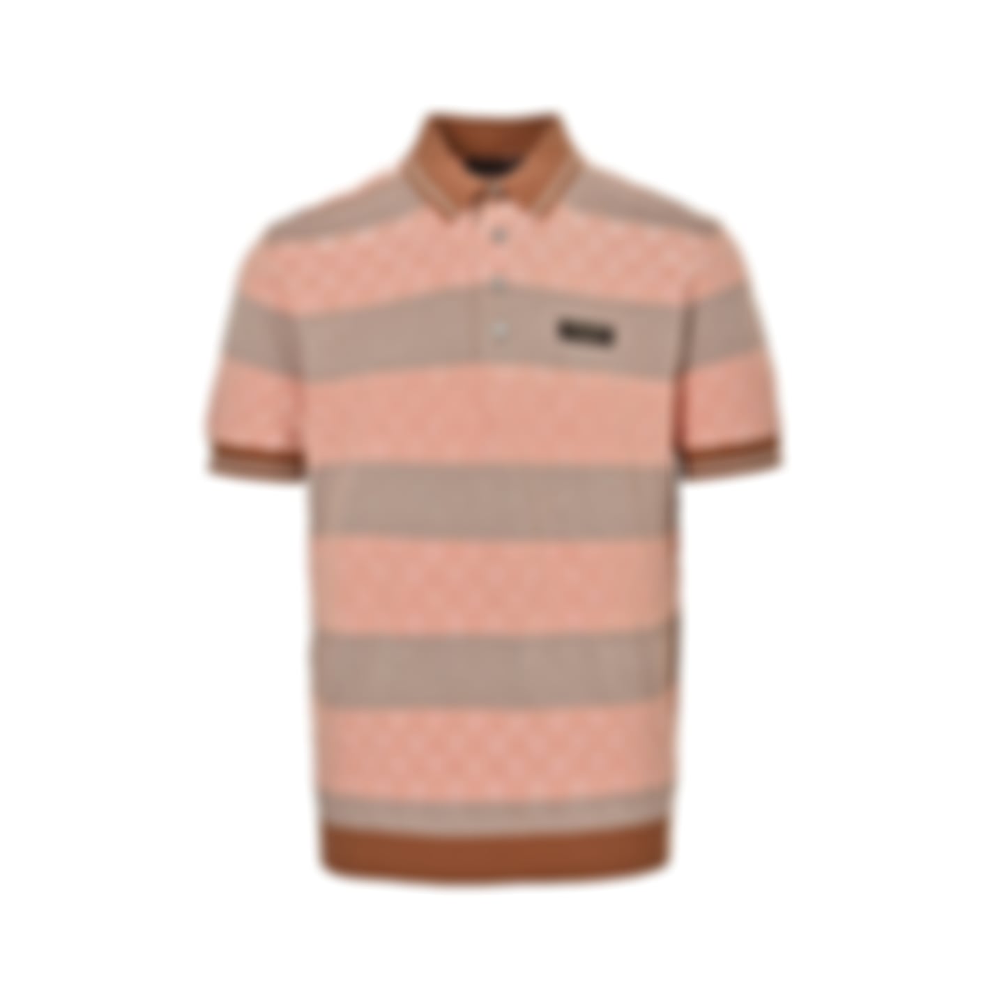 Damier Stripe Knit Polo - Coral/Beige
