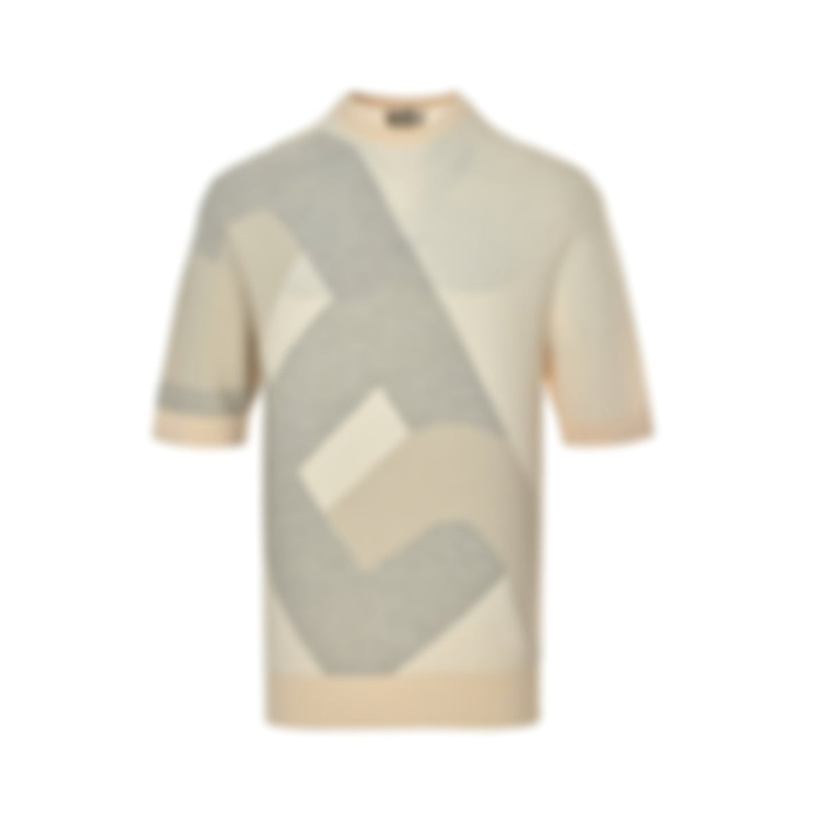 Geometric Knit T-Shirt - Beige