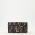 Gray FF Denim Chain Baguette Wallet