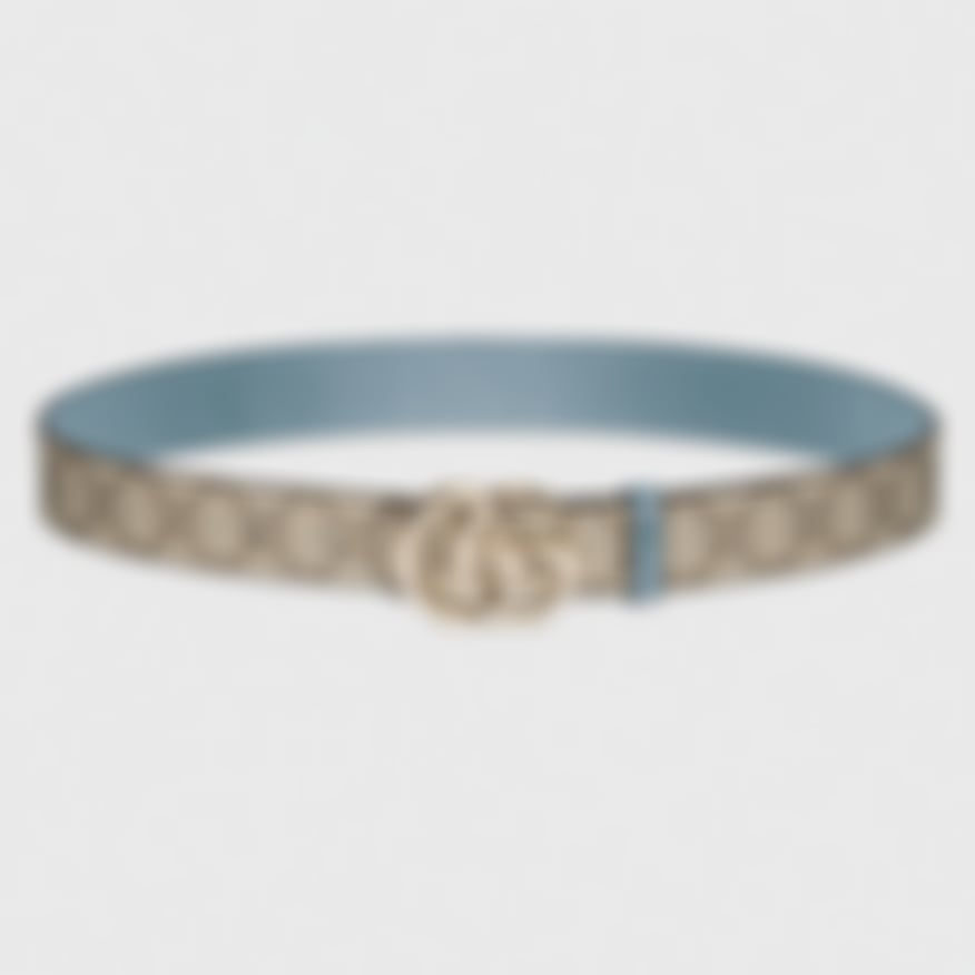 GG Marmont Reversible Belt | GG Supreme & Blue Leather