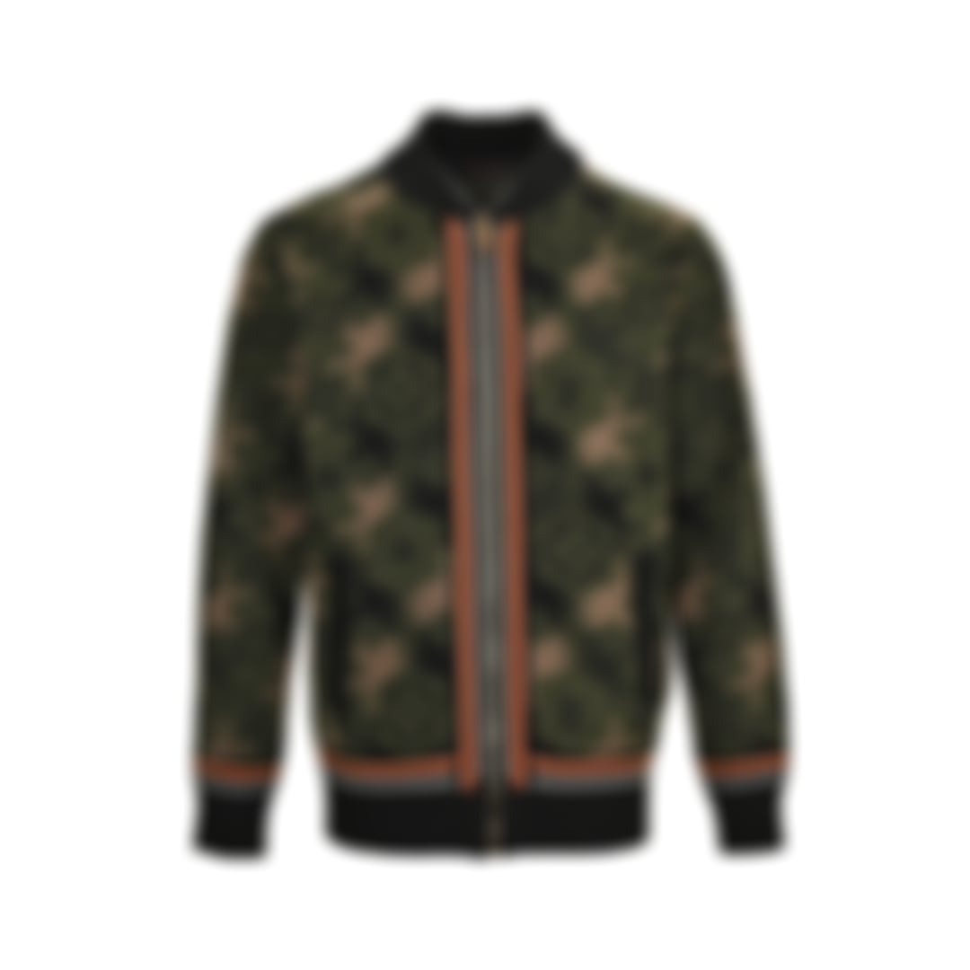 Monogram Camouflage Knit Bomber | Green & Orange