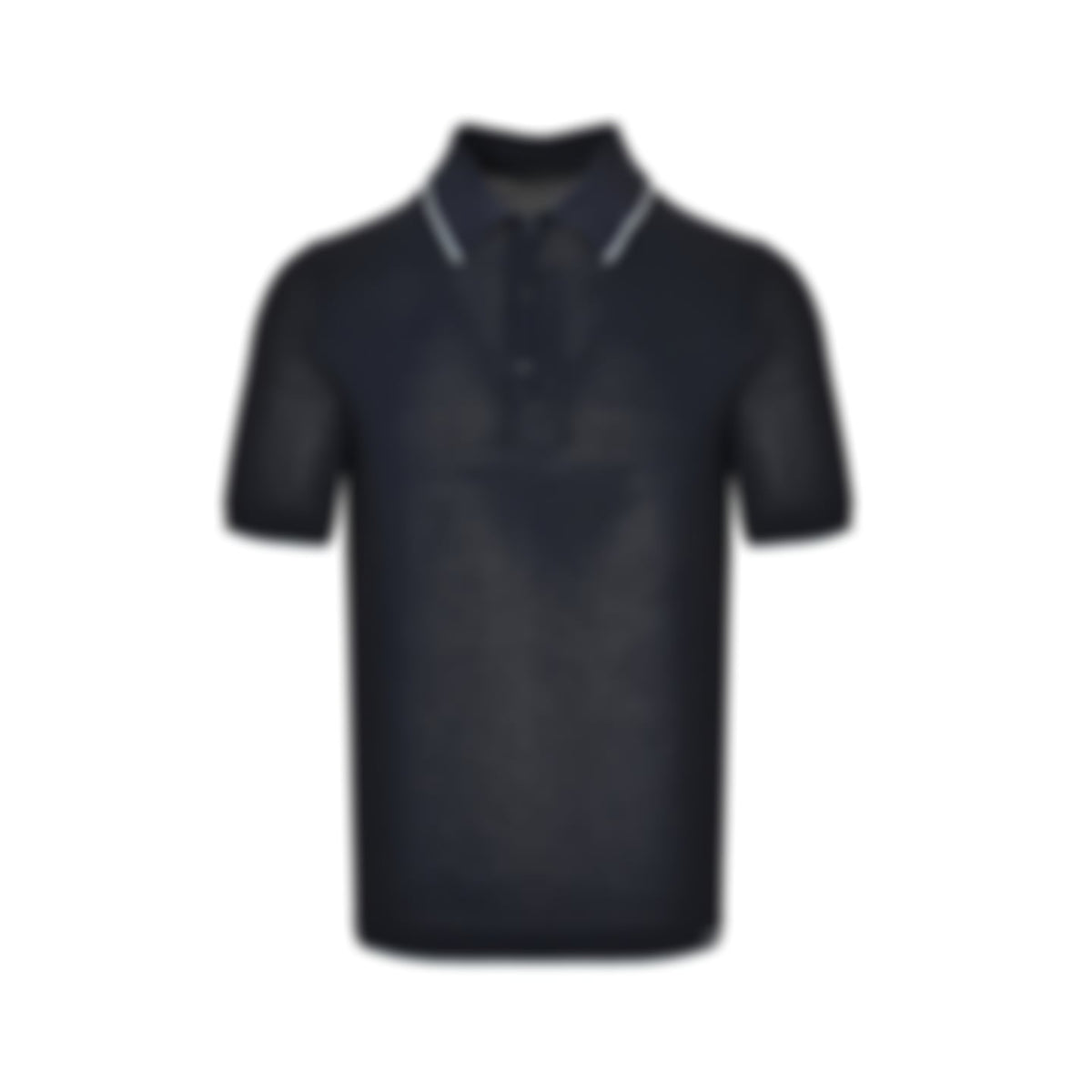 Fine Knit Pointelle Polo Shirt - Navy/Grey