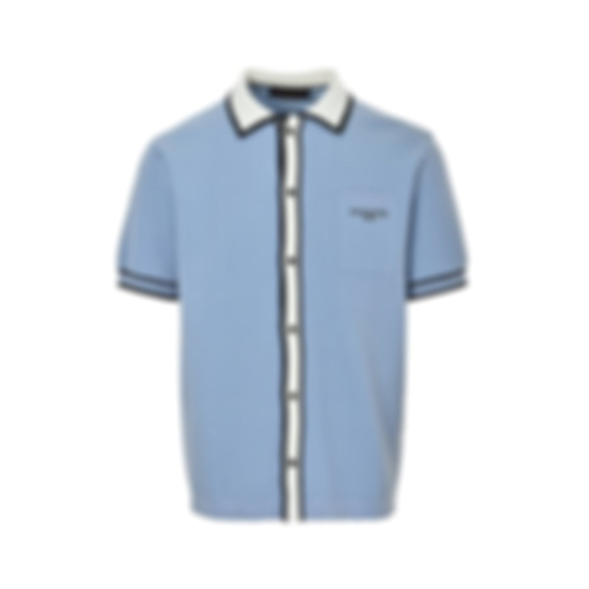 Contrast Trim Knit Shirt - Light Blue
