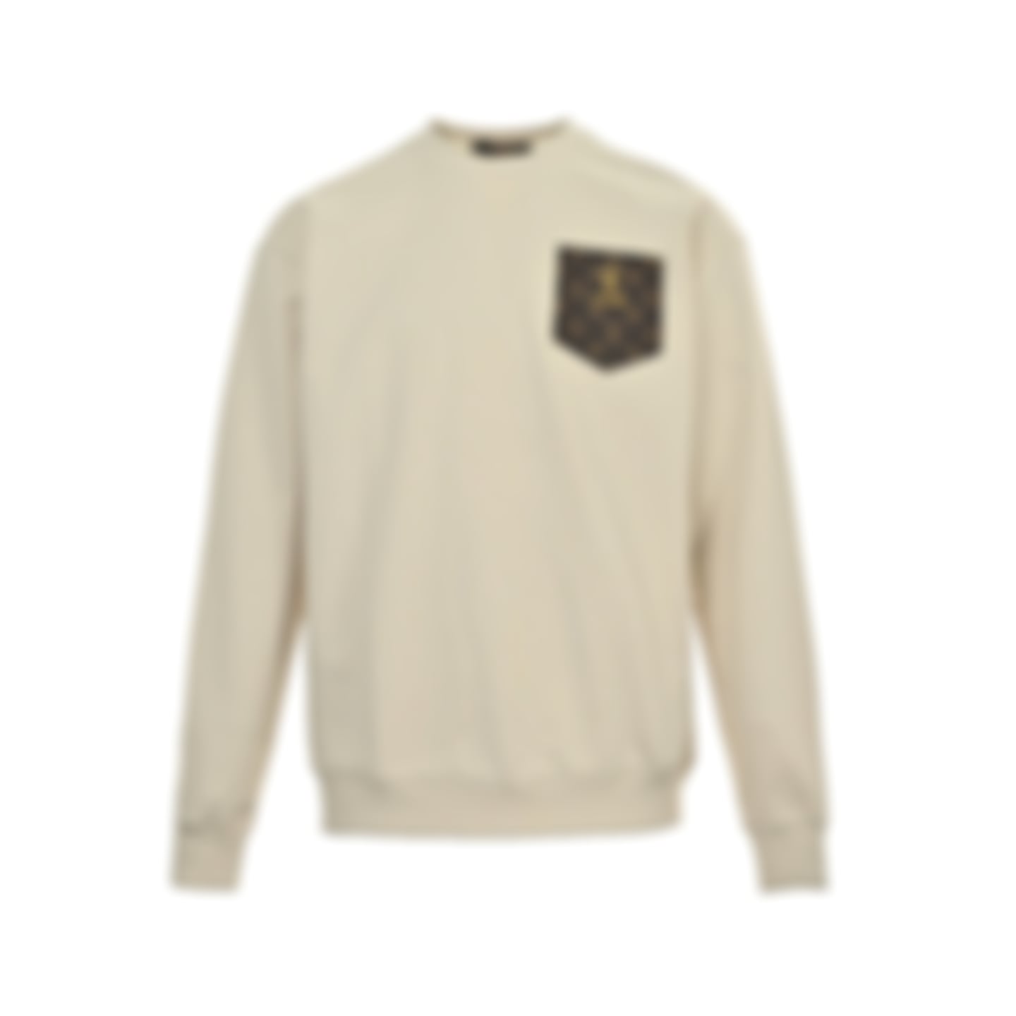 Monogram Pocket Cotton Crewneck | Beige