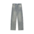 Oblique All-Over Print Faded Denim Jeans | Blue