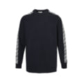 Oblique Sleeve Stripe Cotton Knit Crewneck