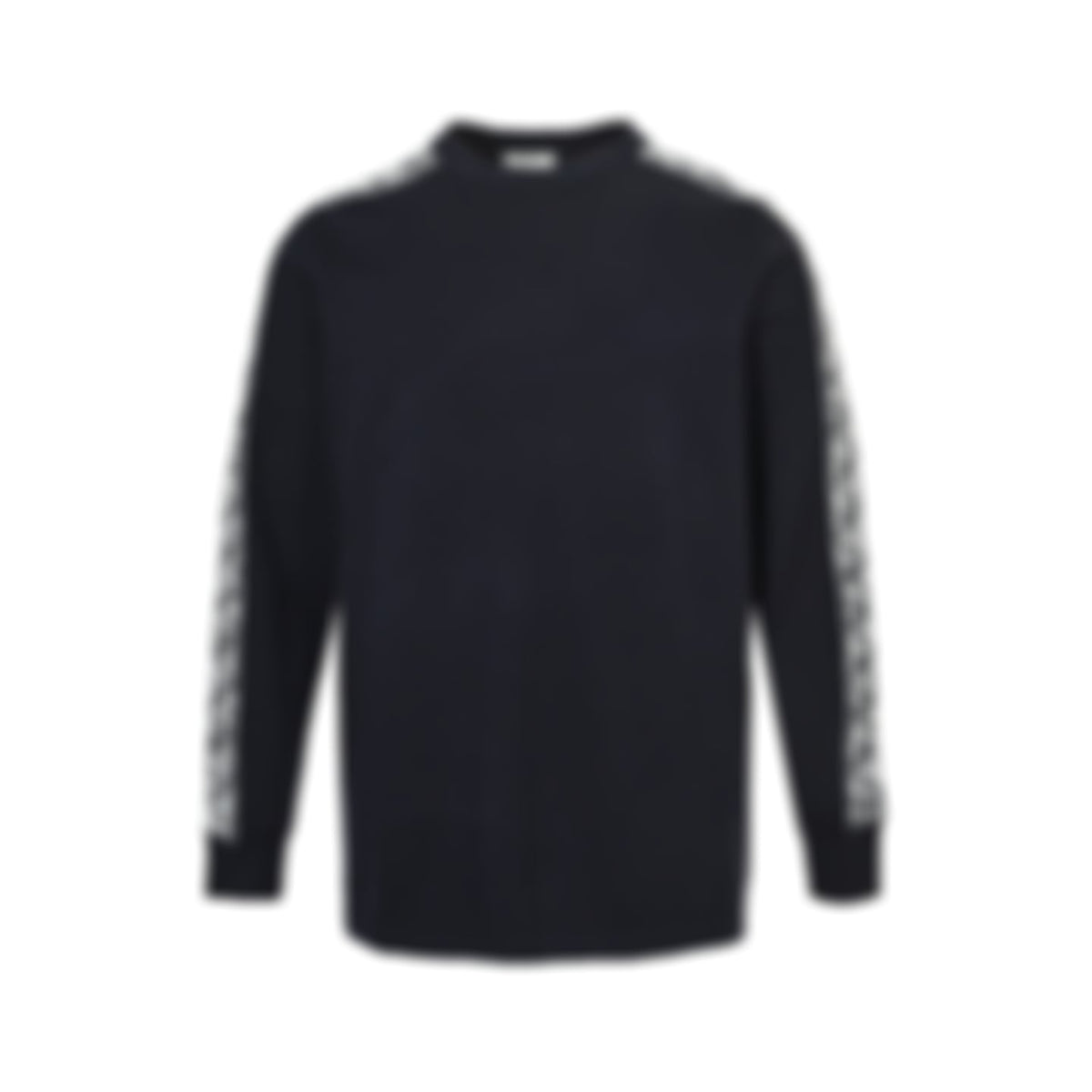 Oblique Sleeve Stripe Cotton Knit Crewneck
