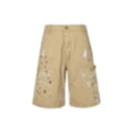 Painted Canvas Carpenter Shorts | Beige