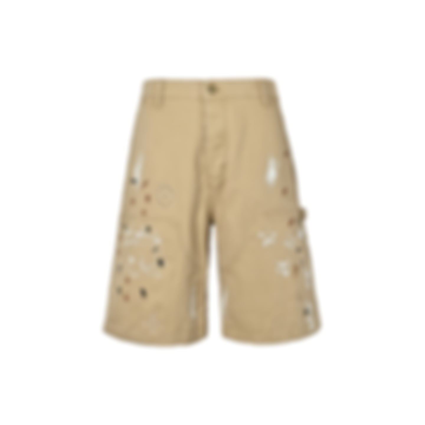 Painted Canvas Carpenter Shorts | Beige