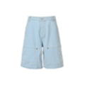 Monogram Flower Rivet Denim Shorts | Light Blue