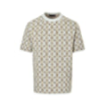 Monogram Striped Knit T-Shirt - Cream/White