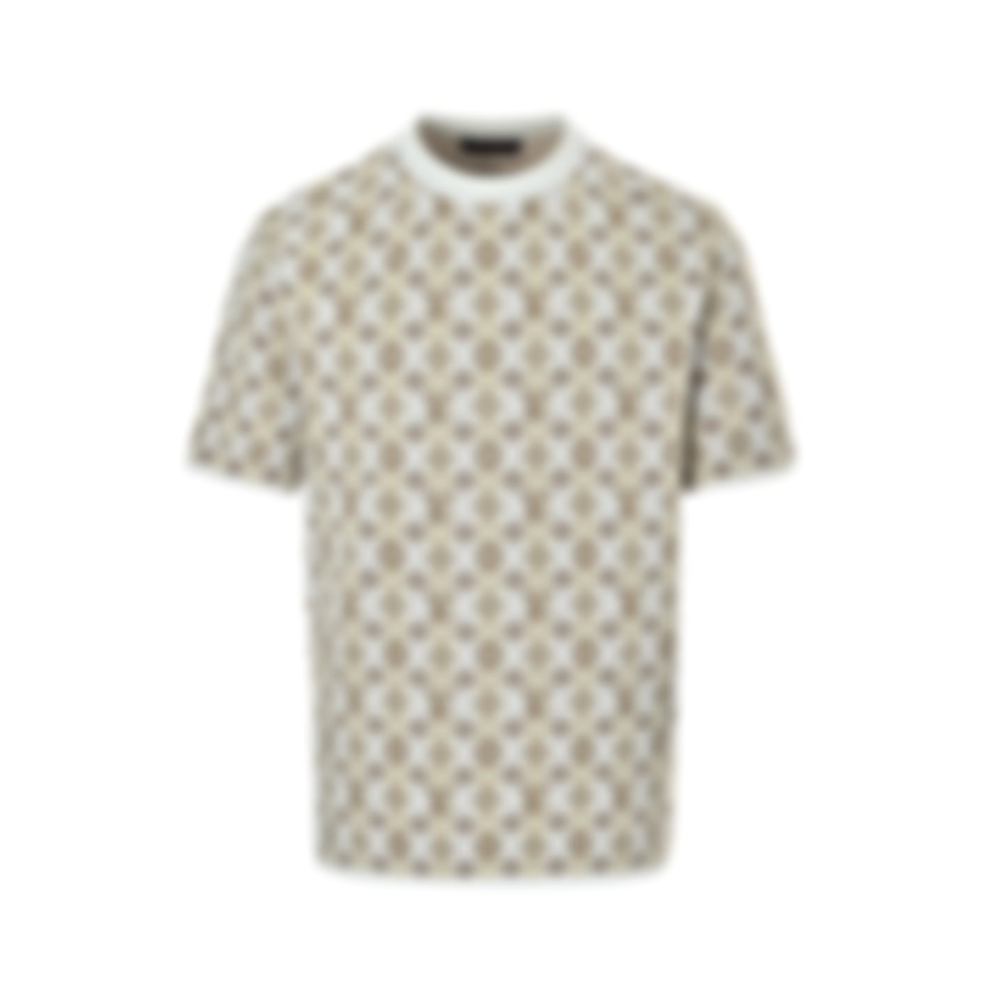 Monogram Striped Knit T-Shirt - Cream/White
