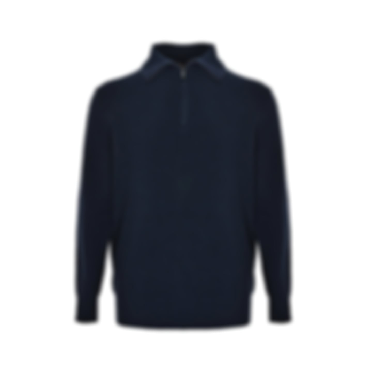 Navy Ribbed Quarter-Zip Knit Sweater