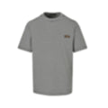 Micro-Stripe Leather Patch T-Shirt - Black/White