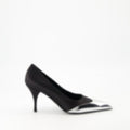 Satin and leather pumps