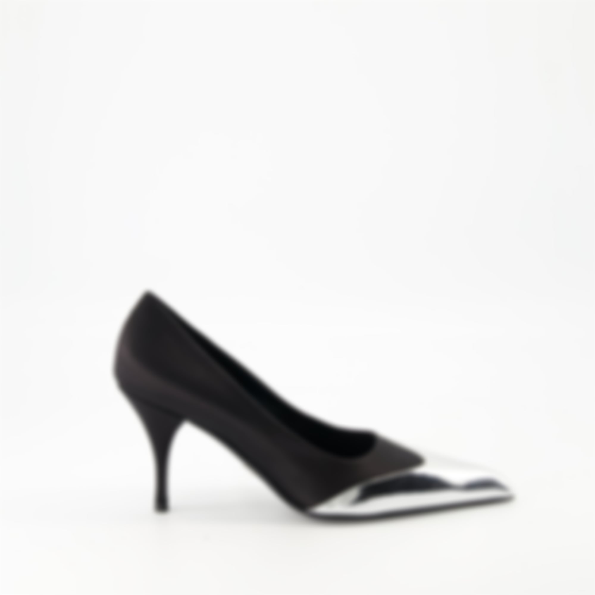 Satin and leather pumps
