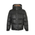 Check Lined Hooded Puffer | Black